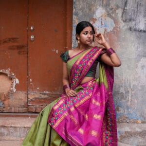 vintage kanjivaram checks saree