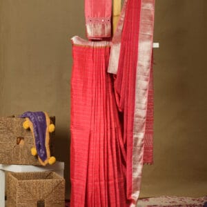 Kanjivaram with Silver Border and Hand mirror work