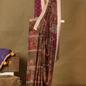 khadi cotton silk with historic digital printed human motifs