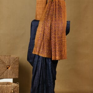 Desi tussar with cut work applique at the pallu