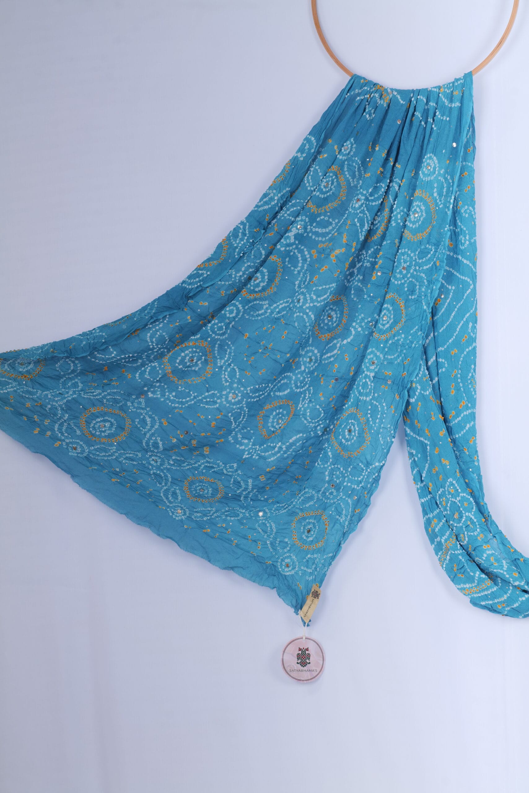 georgette Bandhani saree with Badla work - Image 2