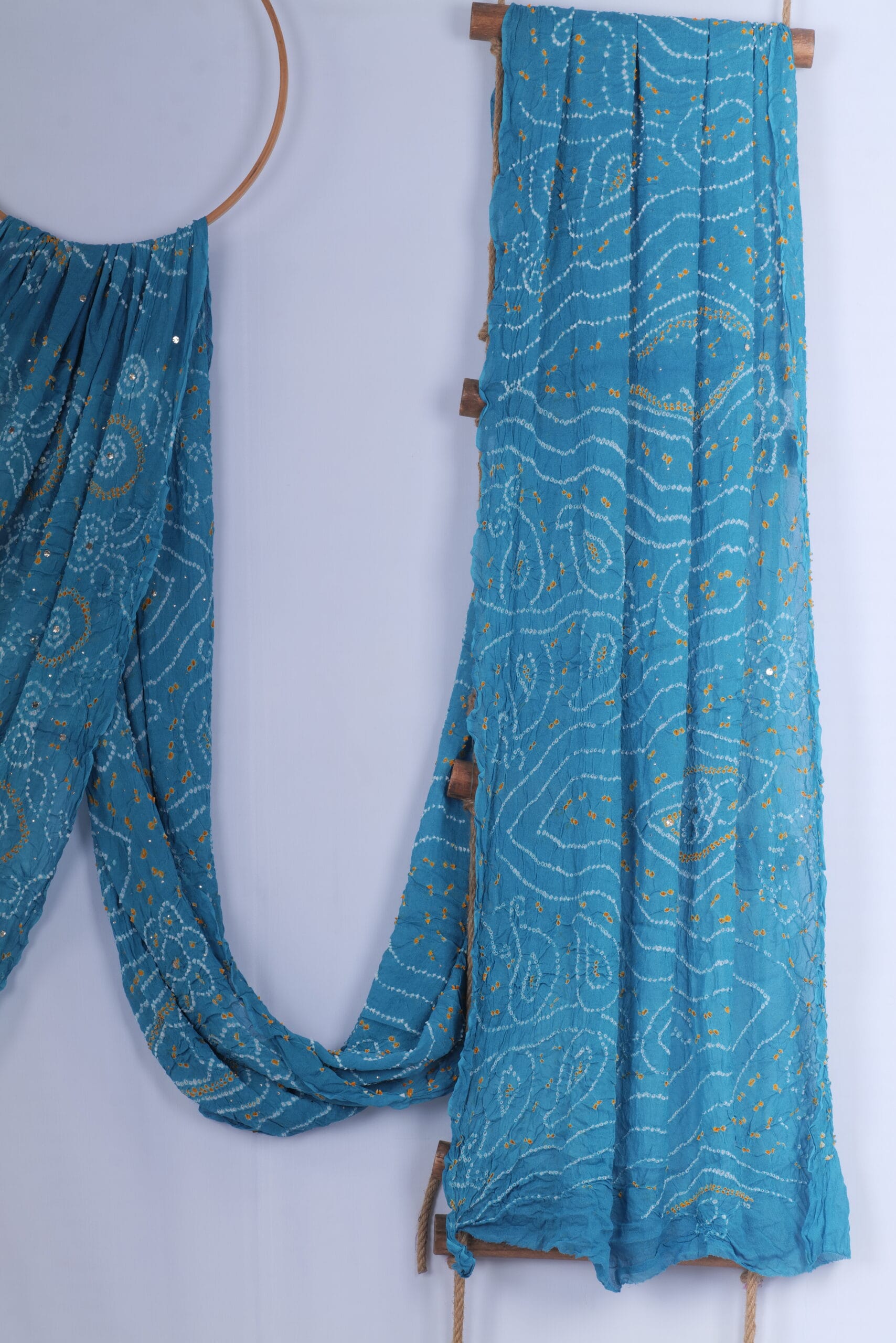 georgette Bandhani saree with Badla work - Image 3
