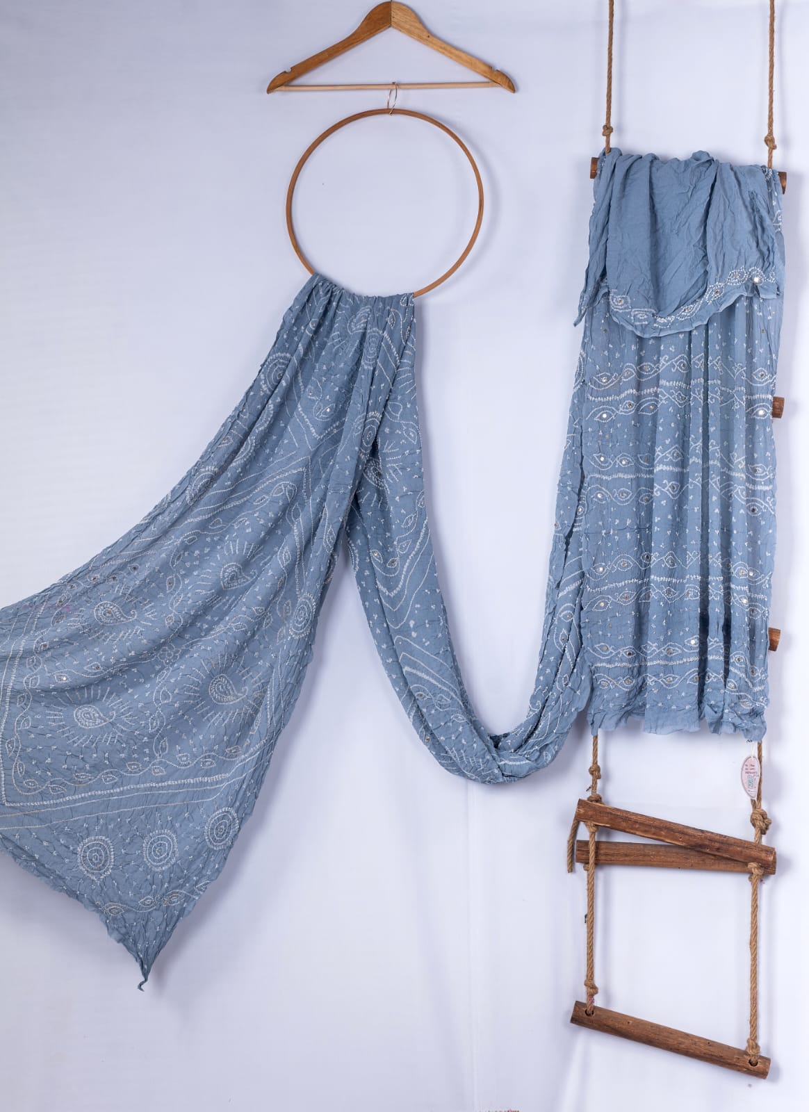georgette Bandhani saree with Badla work