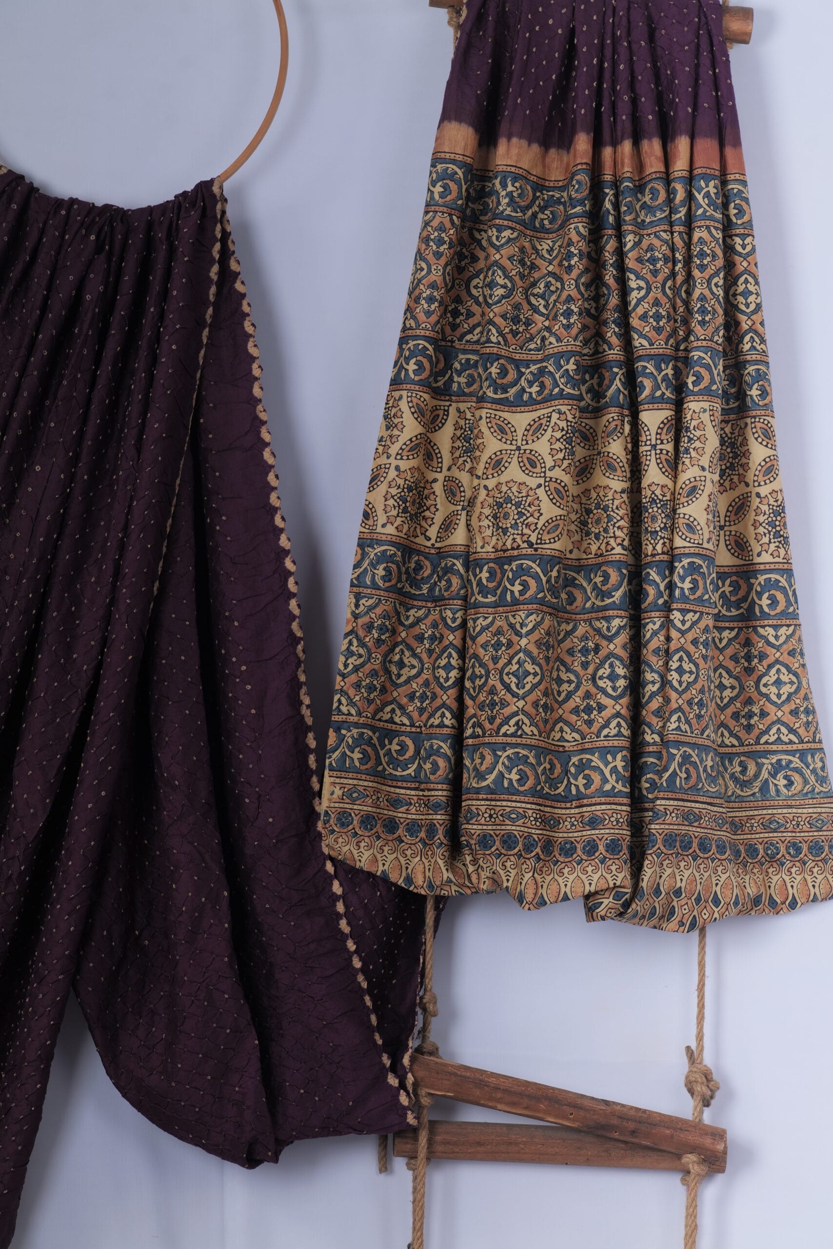 Matka silk with azrak and bandini saree