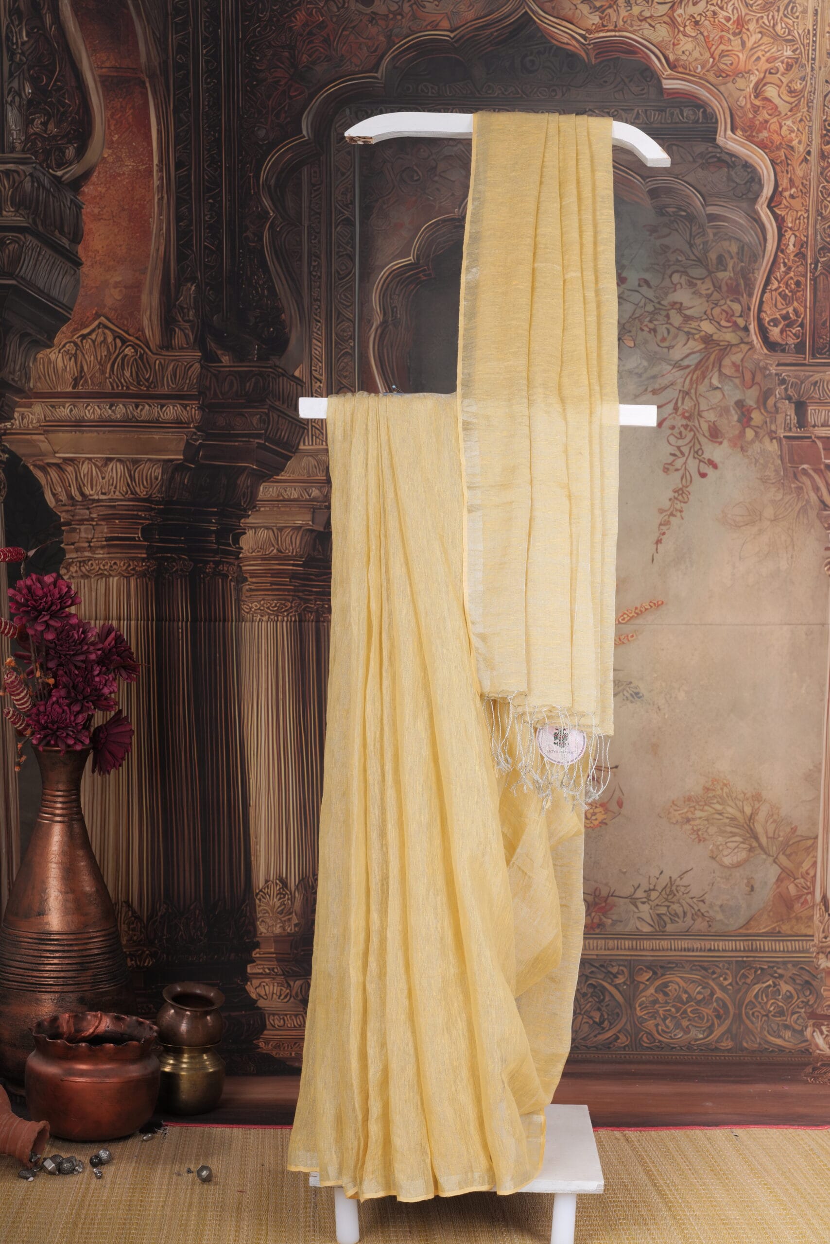 linen tissue saree