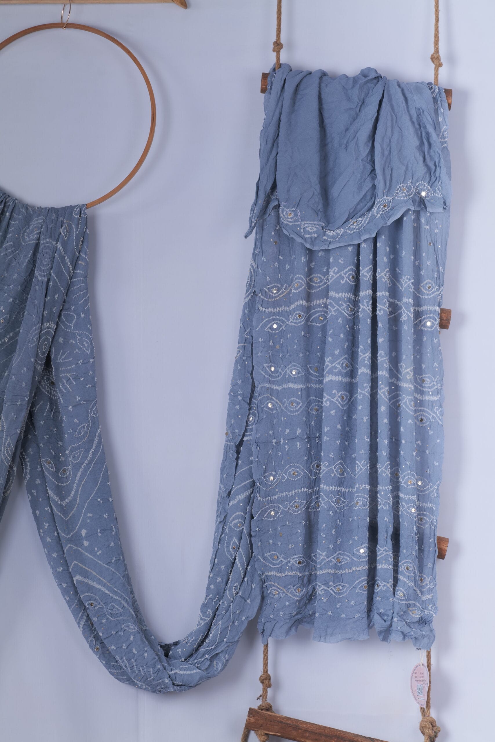 georgette Bandhani saree with Badla work - Image 2