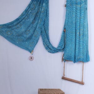 georgette Bandhani saree with Badla work
