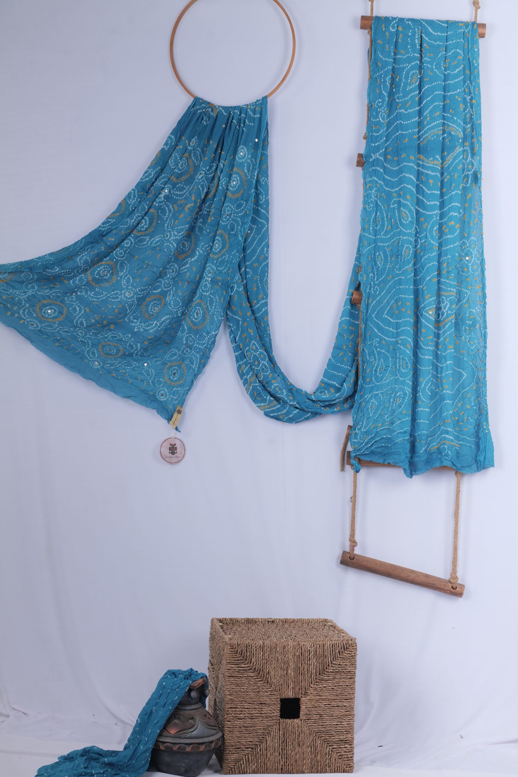 georgette Bandhani saree with Badla work