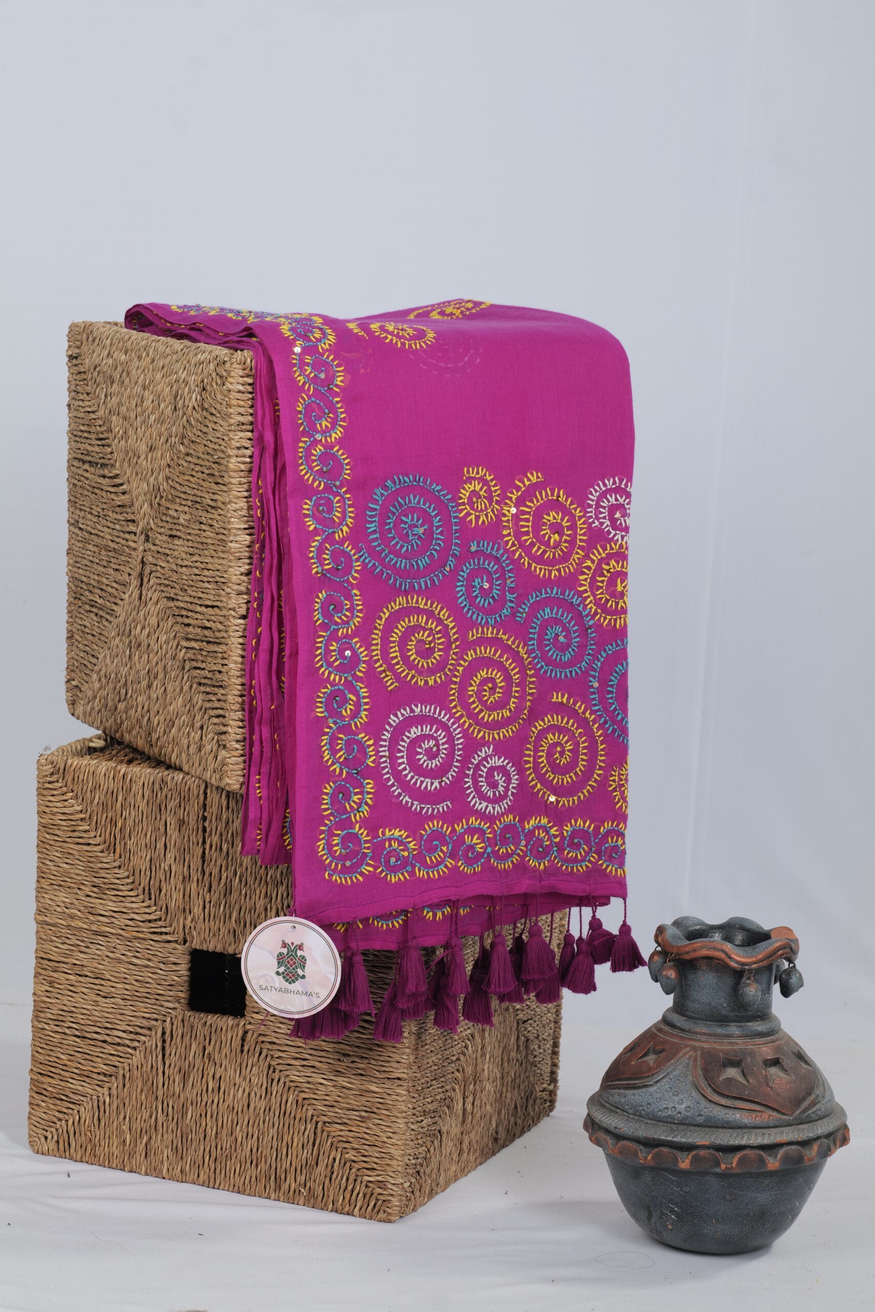 Mul Saree With Hand Work