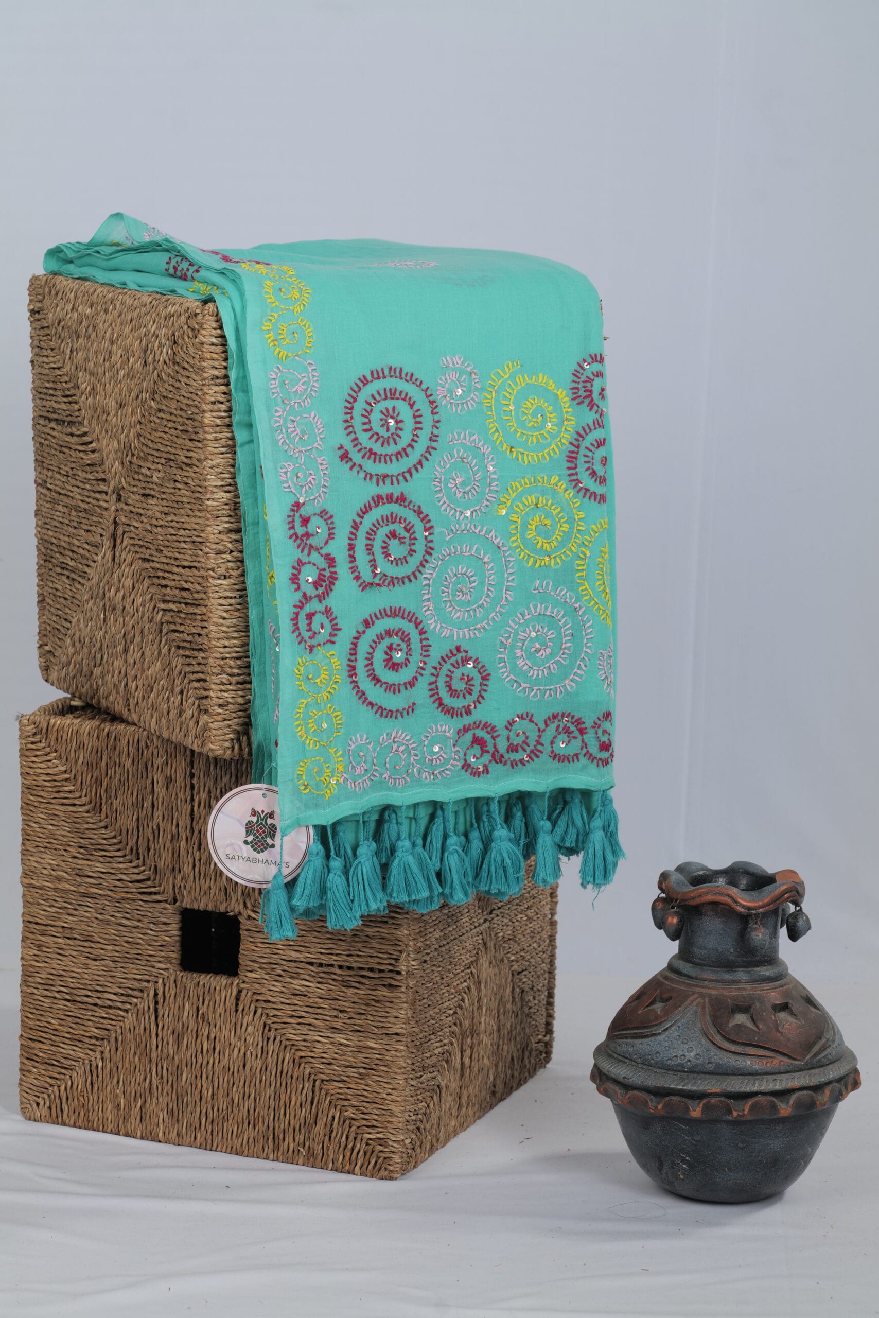 Mul saree with kantha handwork