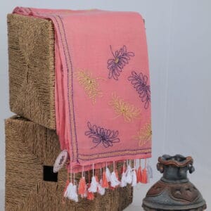 mul saree with kantha floral butties