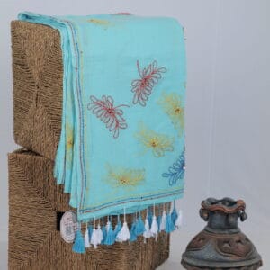 mul saree with Kantha floral butties
