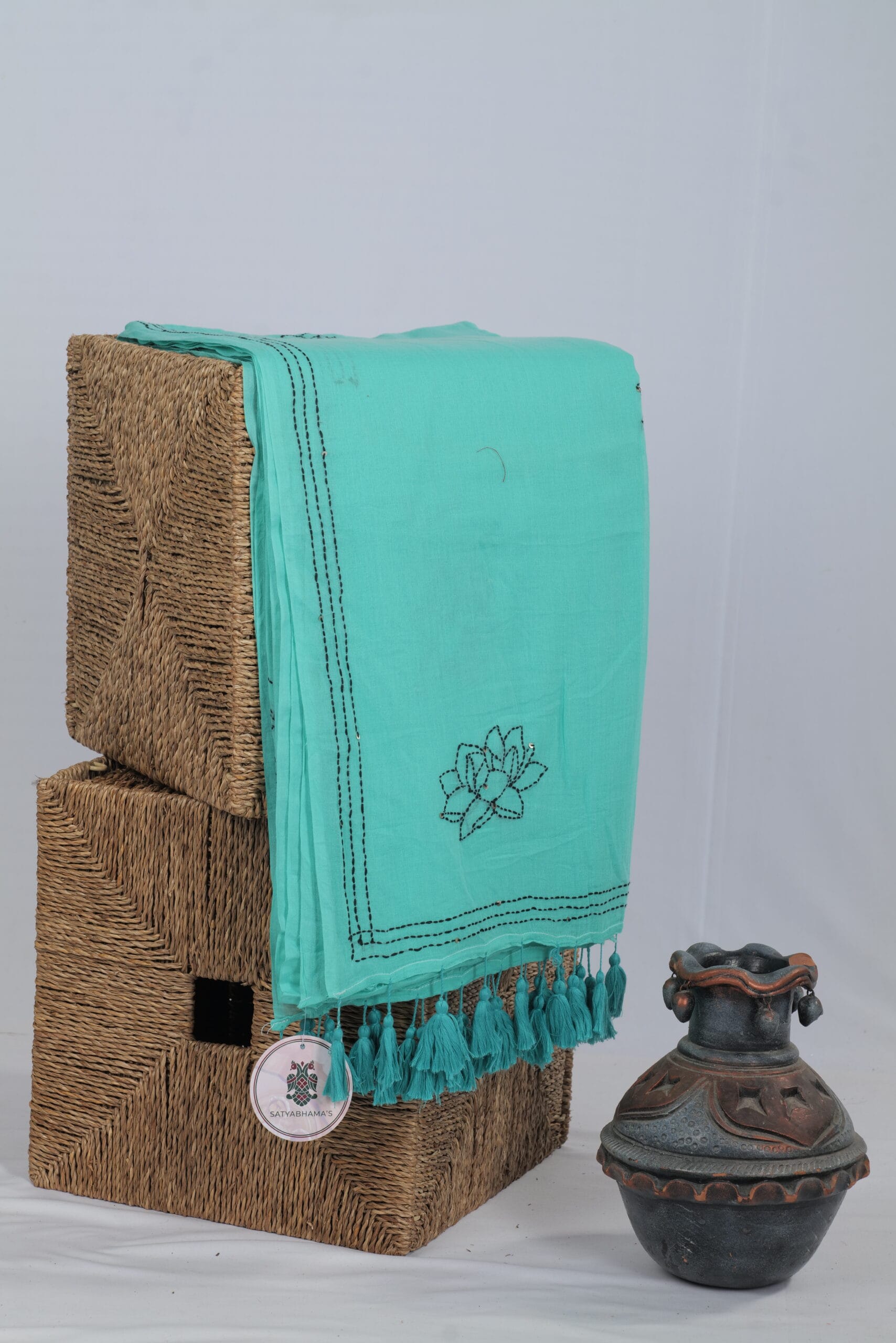 mul saree with kantha floral butties