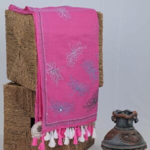 Mul saree with kantha floral butties