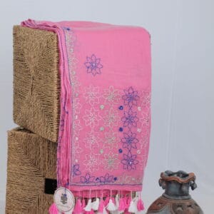 Mul saree with kantha work