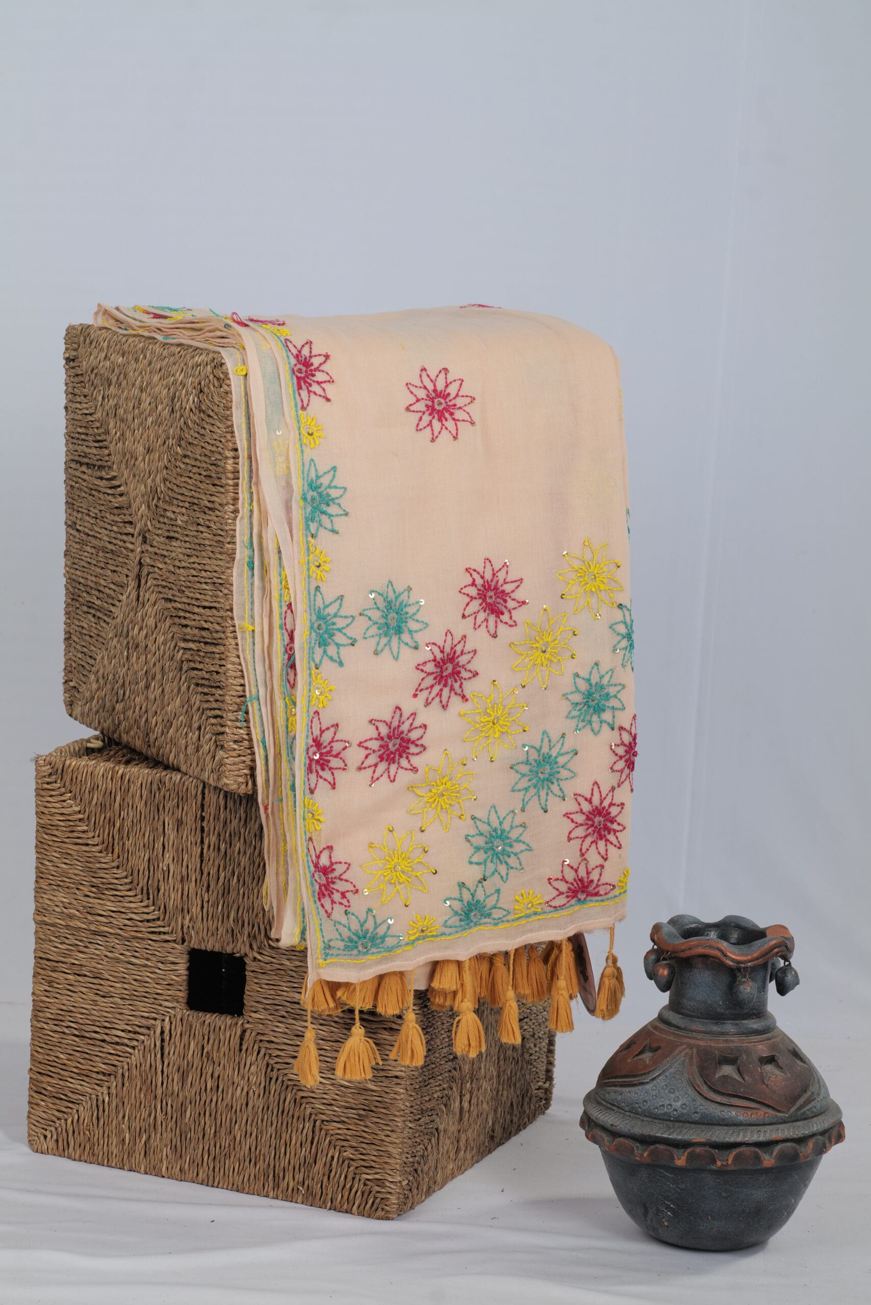 Mul Saree With Kantha Work