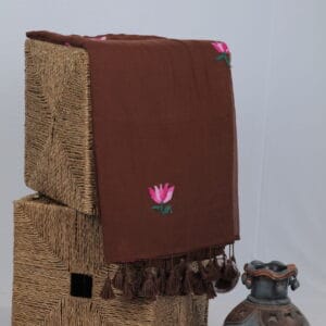 Mul Saree With Satin Rose