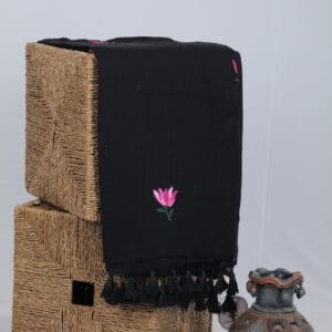 Mul Saree With Satin Rose Work