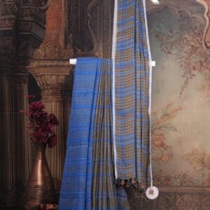 linen checks saree