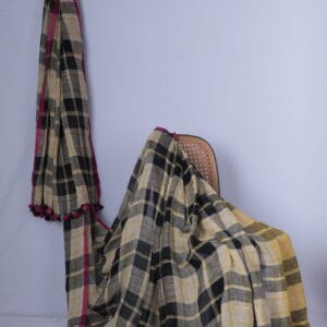 linen checks saree