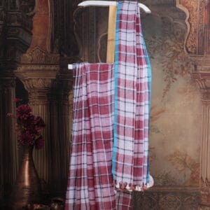 linen checks saree