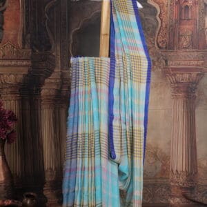 linen checks saree