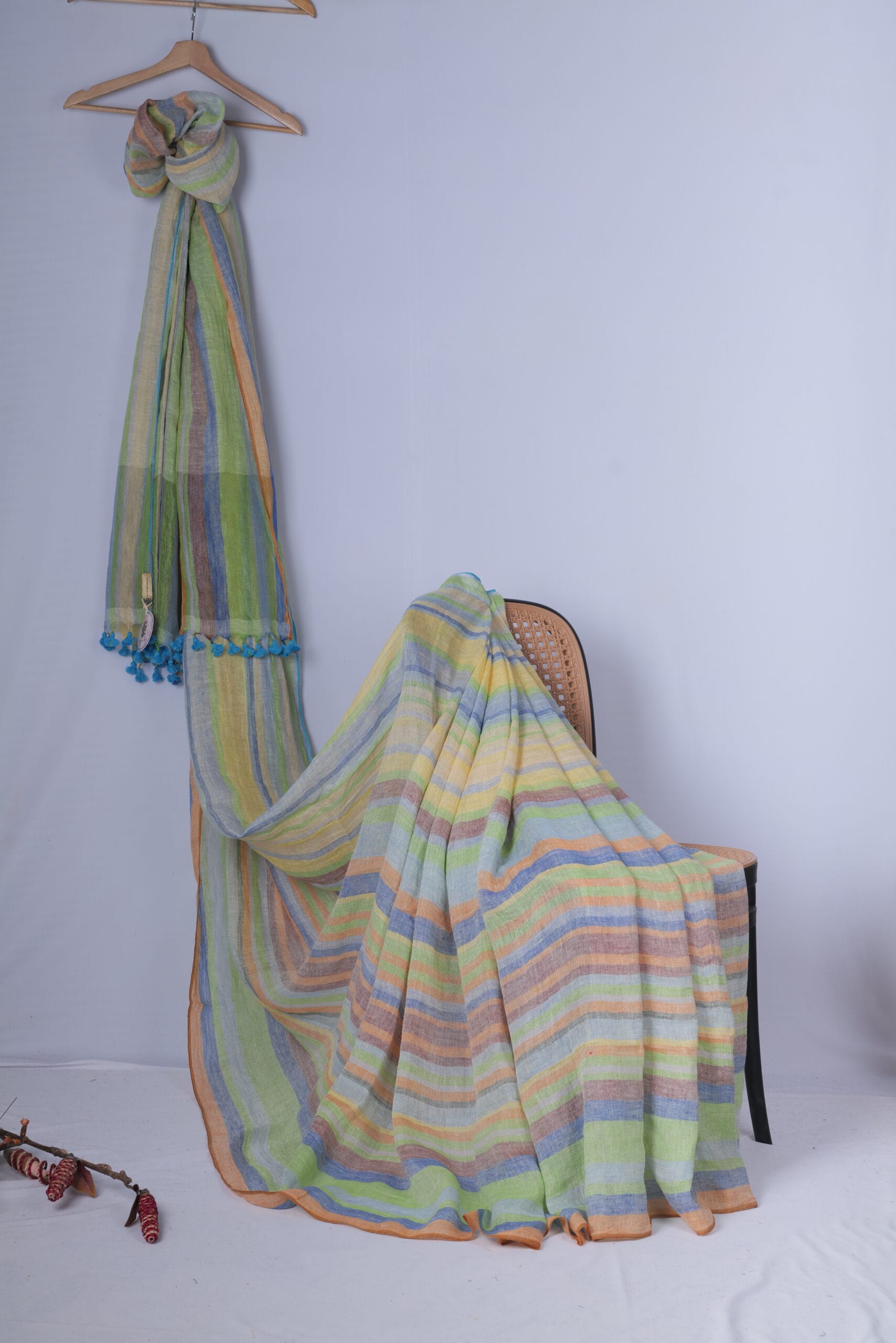 linen checks saree