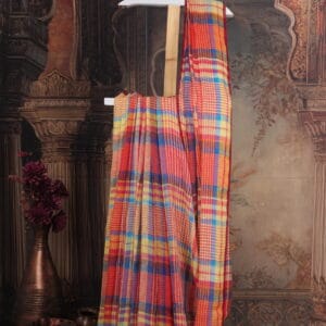 linen checks saree