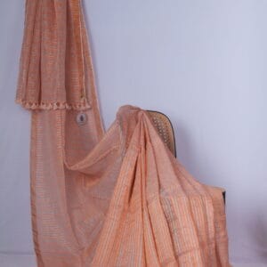 multi zari stripes linen saree